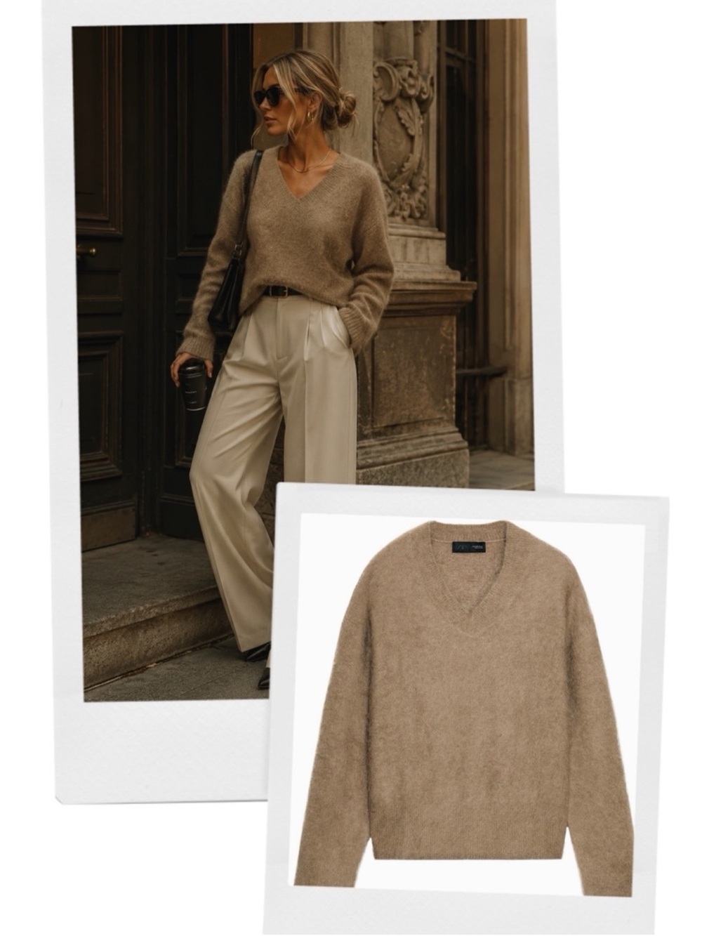 ZARA wool and alpaca blend knit v-neck sweater